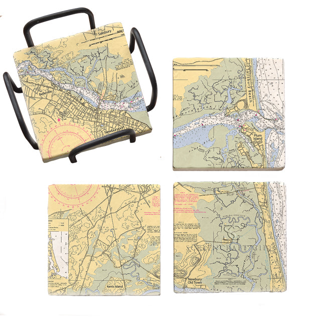 Newburyport, MA - Marble Coaster Set