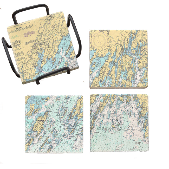 Brunswick, ME - Marble Coaster Set