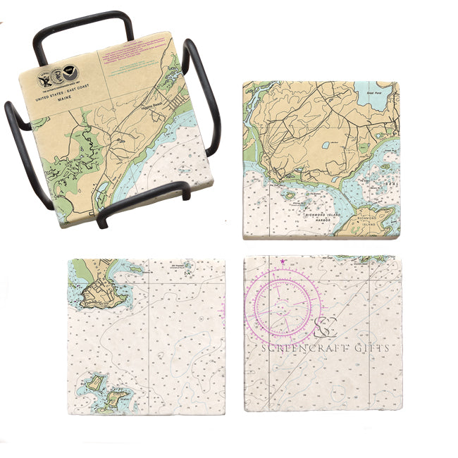Scarborough, ME  - Marble Coaster Set