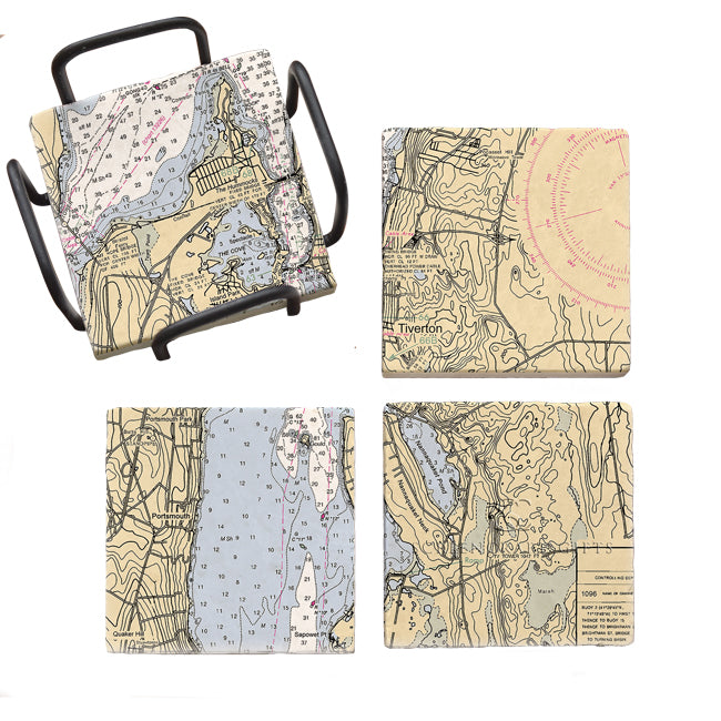 Tiverton, RI - Marble Coaster Set