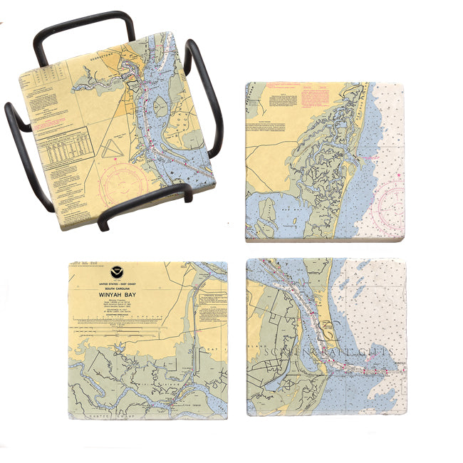Winyah Bay, SC - Marble Coaster Set