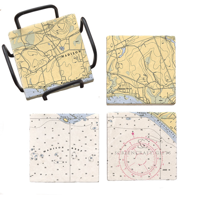 Madison, CT  - Marble Coaster Set