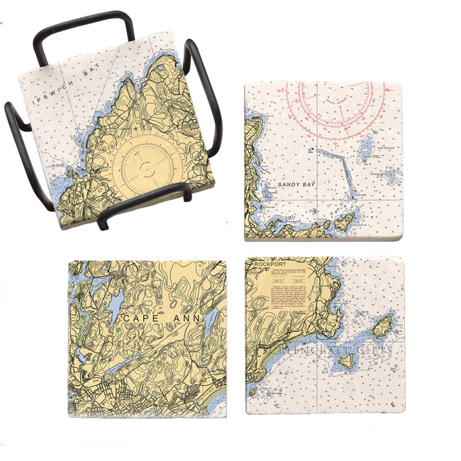 Rockport, MA- Marble Coaster Set