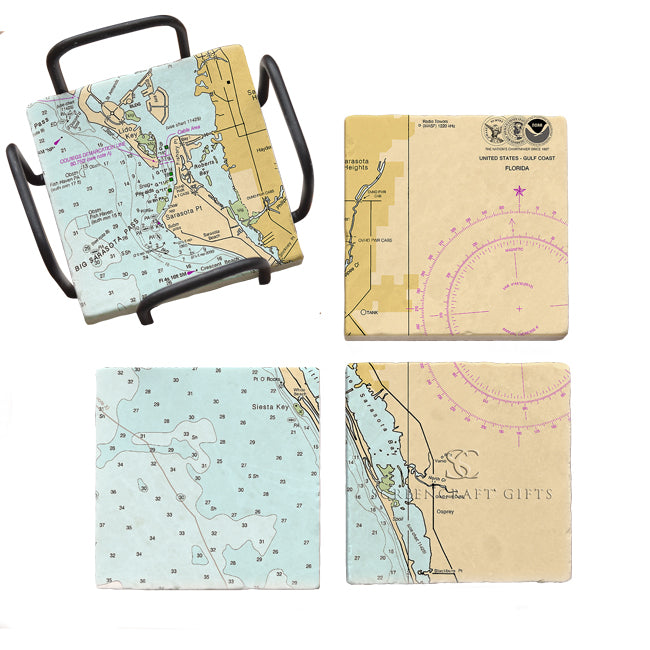 Siesta Key, FL - Marble Coaster Set