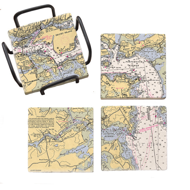 New Castle, NH - Marble Coaster Set