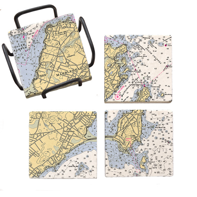Marblehead, MA- Marble Coaster Set
