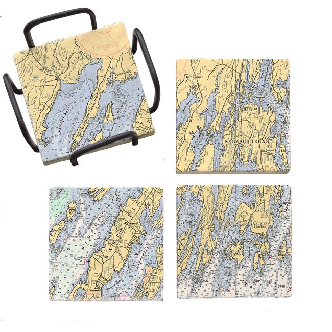 Harpswell, ME- Marble Coaster Set
