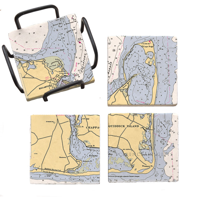 Chappaquiddick, MA- Marble Coaster Set