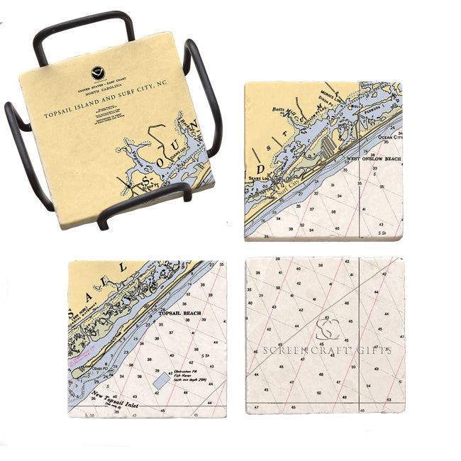 Surf City, NC  - Marble Coaster Set