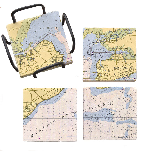 St. Louis Bay, MS - Marble Coaster Set