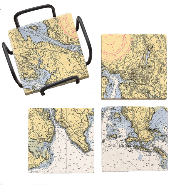 Hancock, ME - Marble Coaster Set