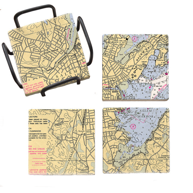 Salem, MA- Marble Coaster Set