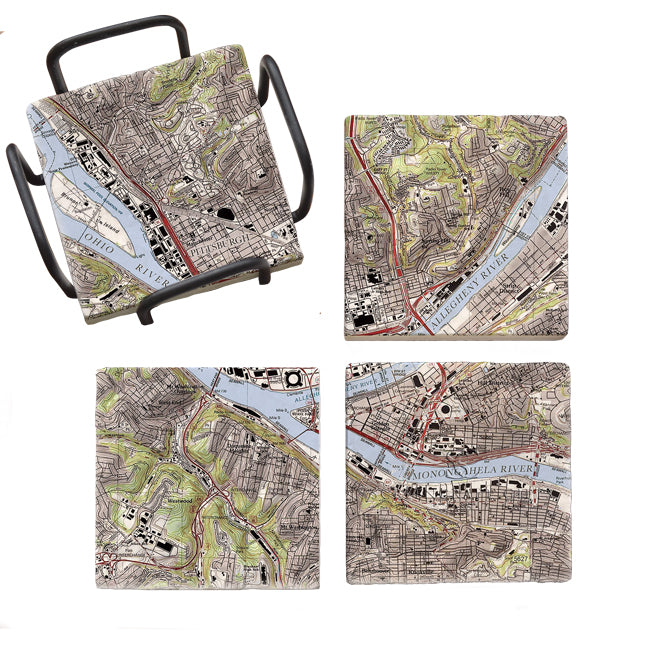 Pittsburgh, PA - Marble Coaster Set