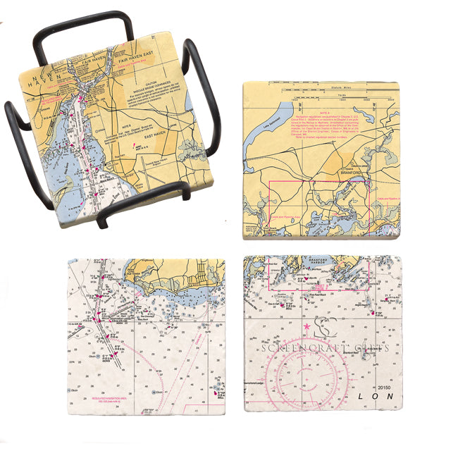 East Haven, CT - Marble Coaster Set