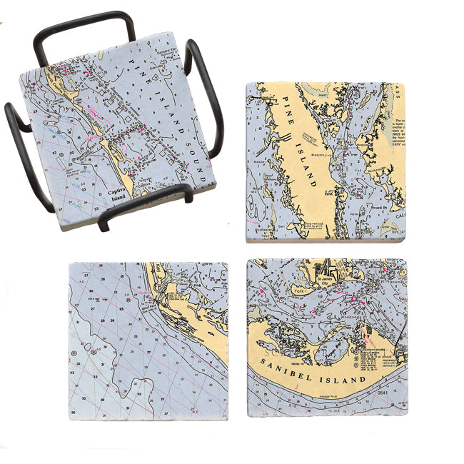 Sanibel Island, FL  - Marble Coaster Set