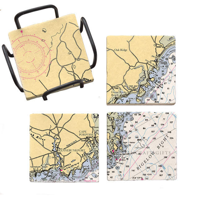 Kennebunkport, ME- Marble Coaster Set