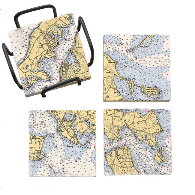 Shelter Island, NY- Marble Coaster Set