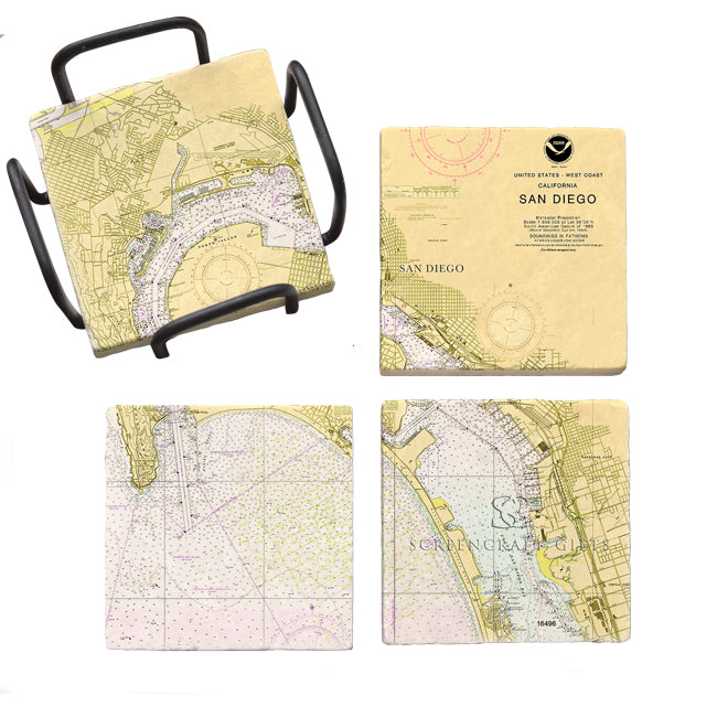 San Diego, CA -  Marble Coaster Set