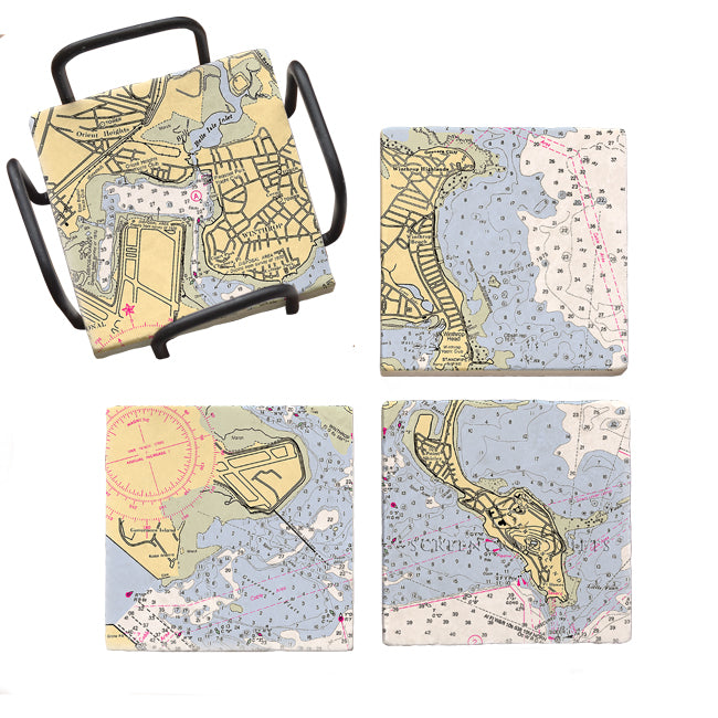 Winthrop, MA- Marble Coaster Set