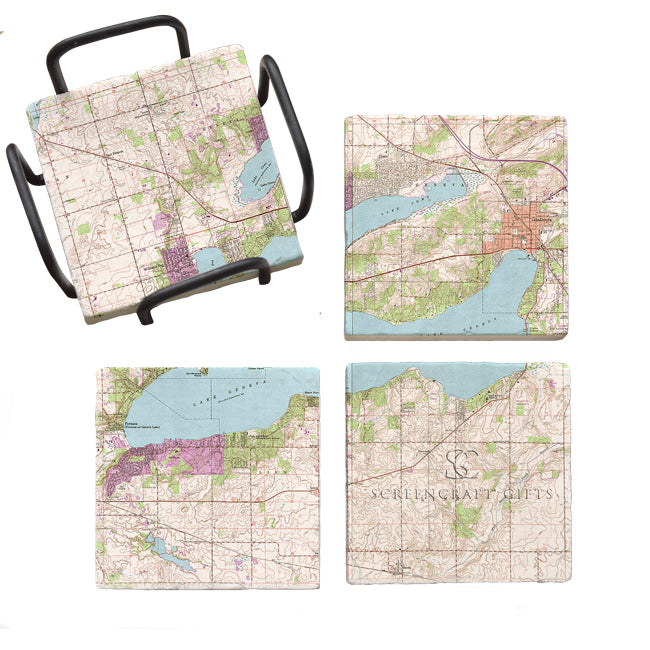 Lake Geneva, WI - Marble Coaster Set