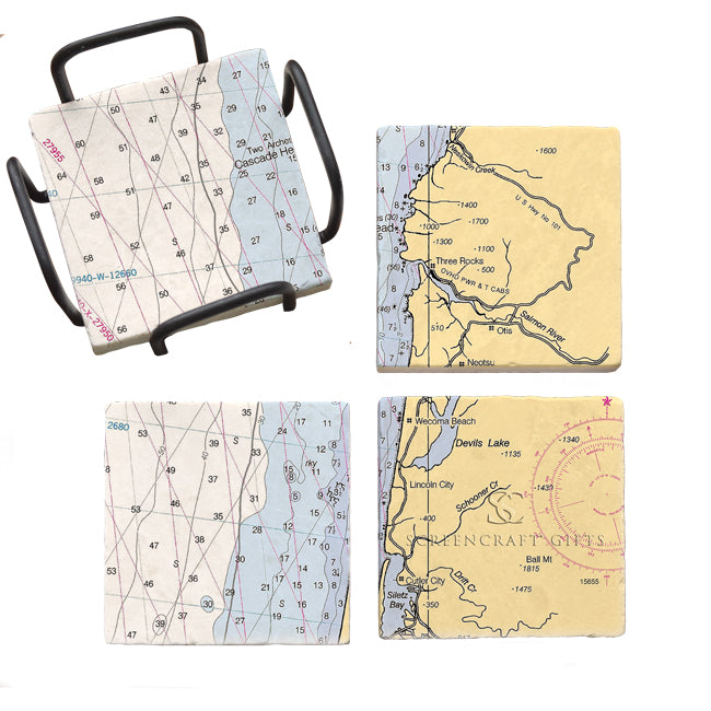 Lincoln City, OR - Marble Coaster Set