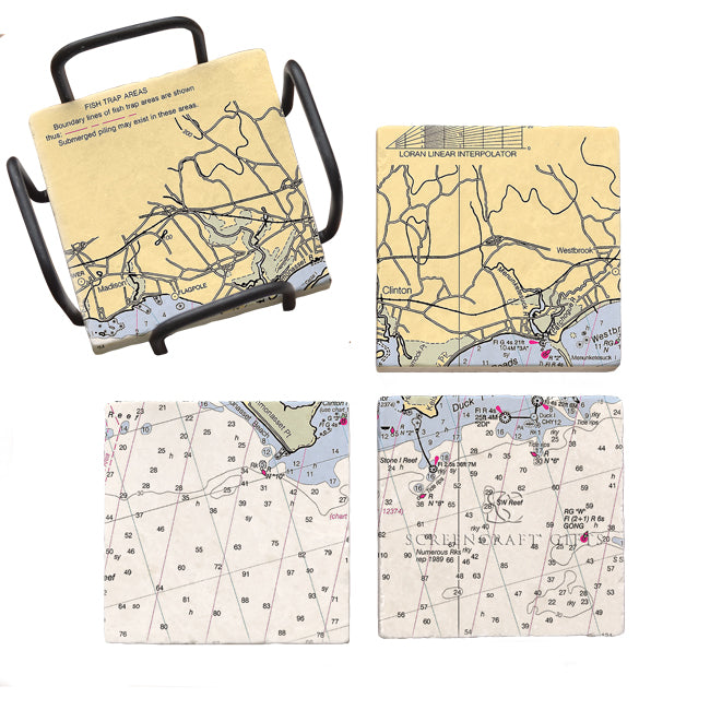 Clinton, CT - Marble Coaster Set