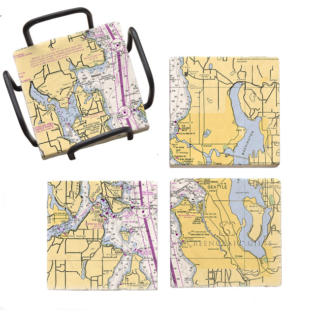 Seattle, WA- Marble Coaster Set