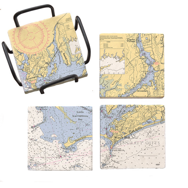 Watch Hill, RI - Marble Coaster Set