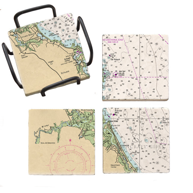 Scituate, MA - Marble Coaster Set