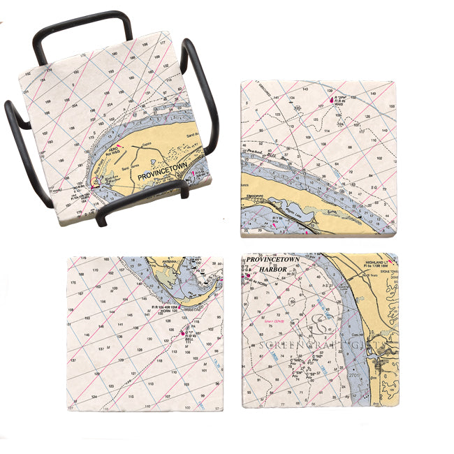 Provincetown, MA - Marble Coaster Set