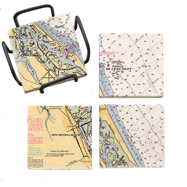 New Smyrna Beach, FL- Marble Coaster Set