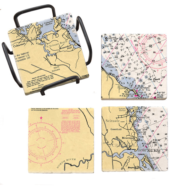Scituate, MA- Marble Coaster Set
