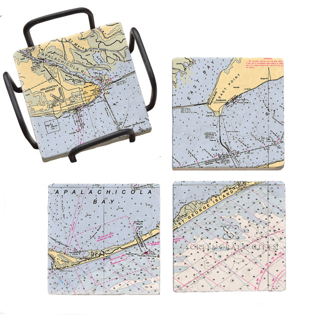 Apalachicola, FL- Marble Coaster Set