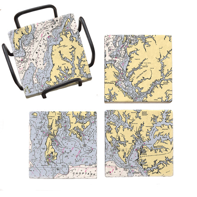 St. Michaels, MD- Marble Coaster Set
