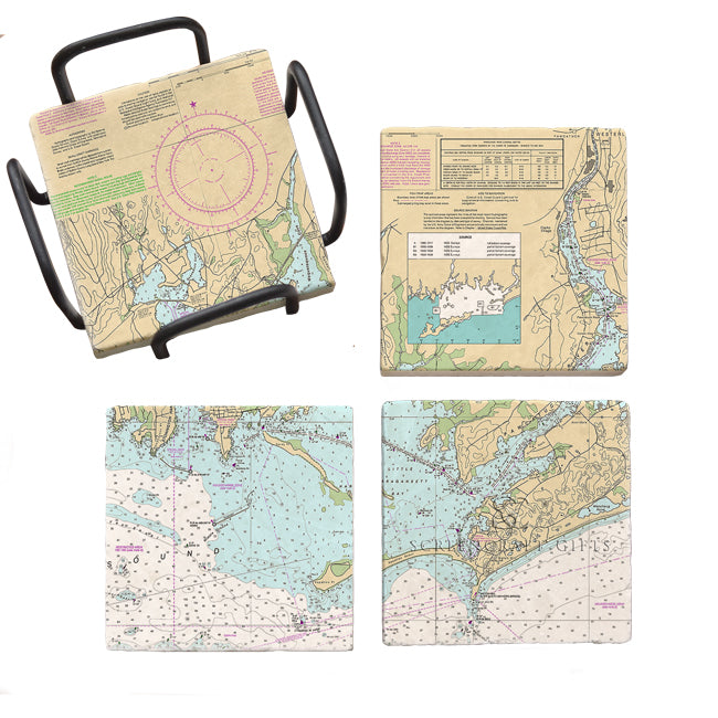 Stonington, CT - Marble Coaster Set