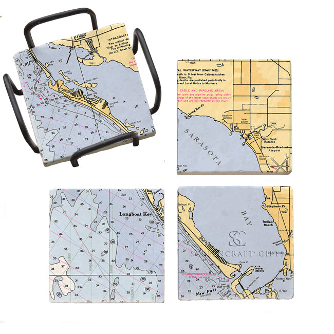 Longboat Key, FL - Marble Coaster Set