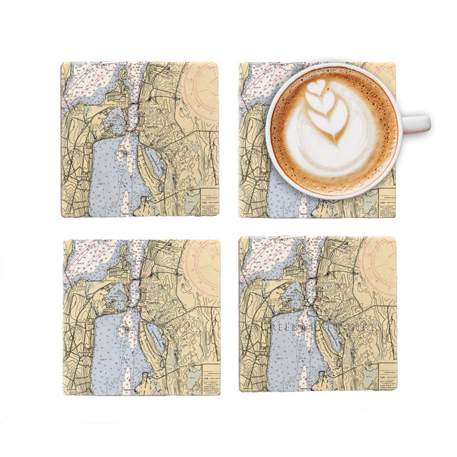 Tiverton, RI - Marble Coaster Set
