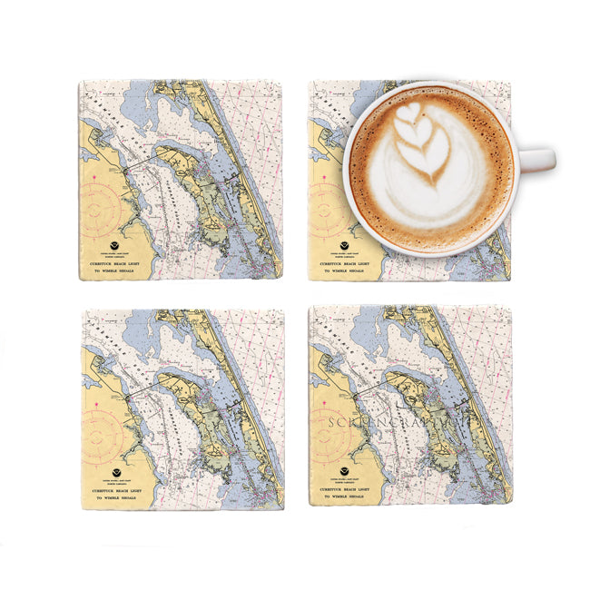 Roanoke Island, NC - Marble Coaster Set