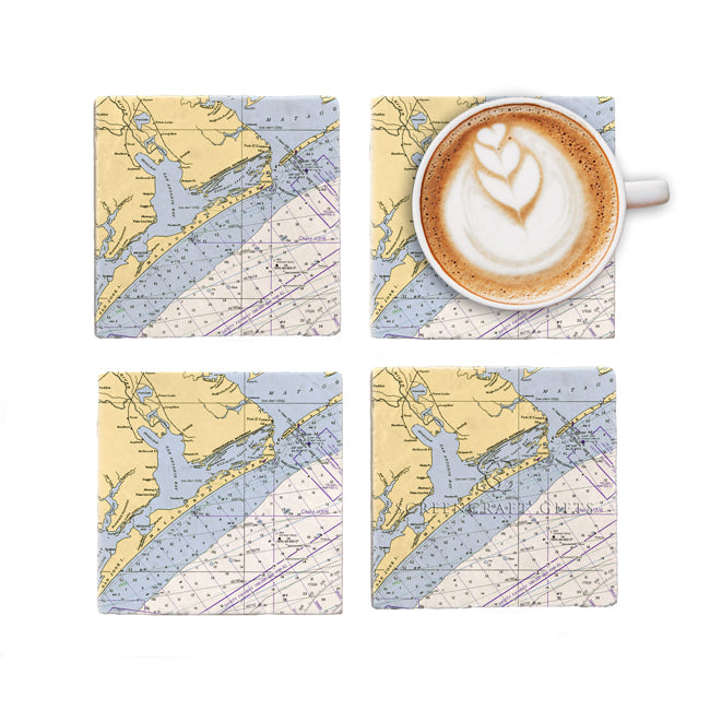 Matagorda Island, TX- Marble Coaster Set