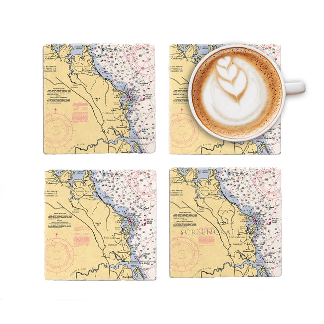 Scituate, MA- Marble Coaster Set