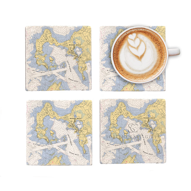 Woods Hole, MA- Marble Coaster Set