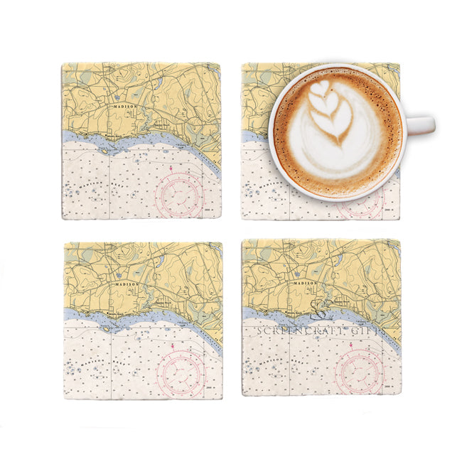 Madison, CT  - Marble Coaster Set