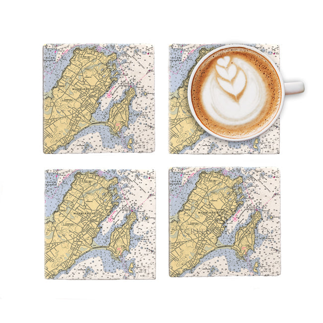 Marblehead, MA- Marble Coaster Set