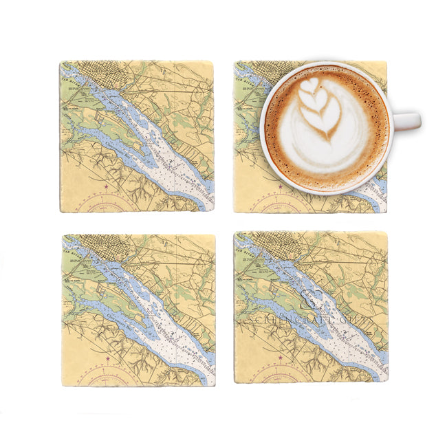 Washington, NC- Marble Coaster Set