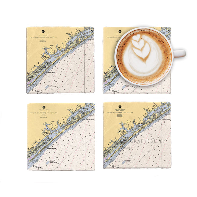 Surf City, NC  - Marble Coaster Set