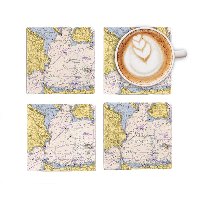 Sausalito, CA  - Marble Coaster Set