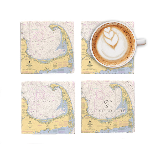 Cape Cod, MA - Marble Coaster Set