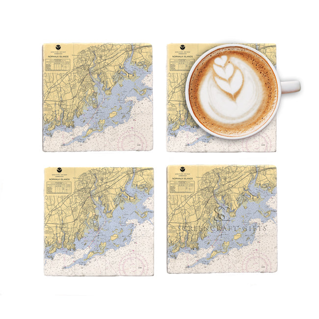 Norwalk, CT - Marble Coaster Set