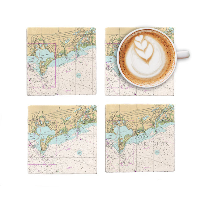 West Yarmouth, MA - Marble Coaster Set
