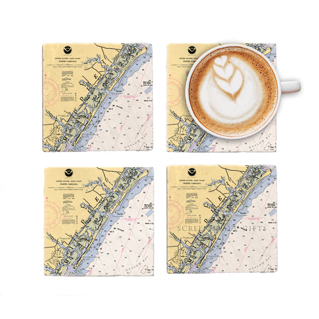 Wrightsville Beach, NC - Marble Coaster Set